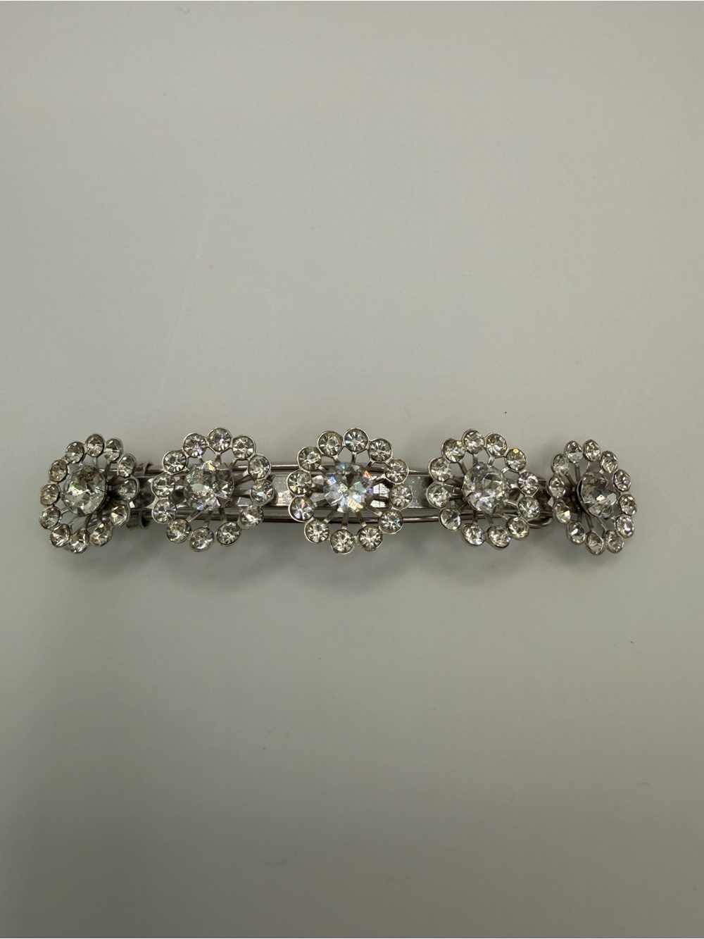 Vintage Signed Coro Rhinestone Flower Barrette